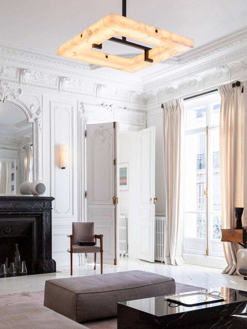 Modern Square Alabaster Chandelier for Living Room / bedroom