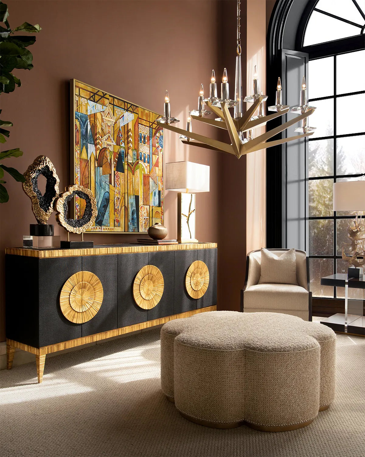 Antares Natural Brass Chandelier 48-Inch