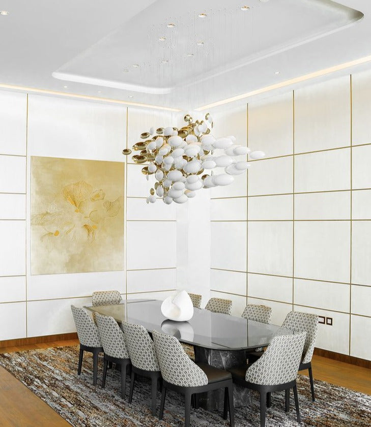 Modern Artistic Golden Dragon Egg Glass Pendant Ceiling Light for Dining Room