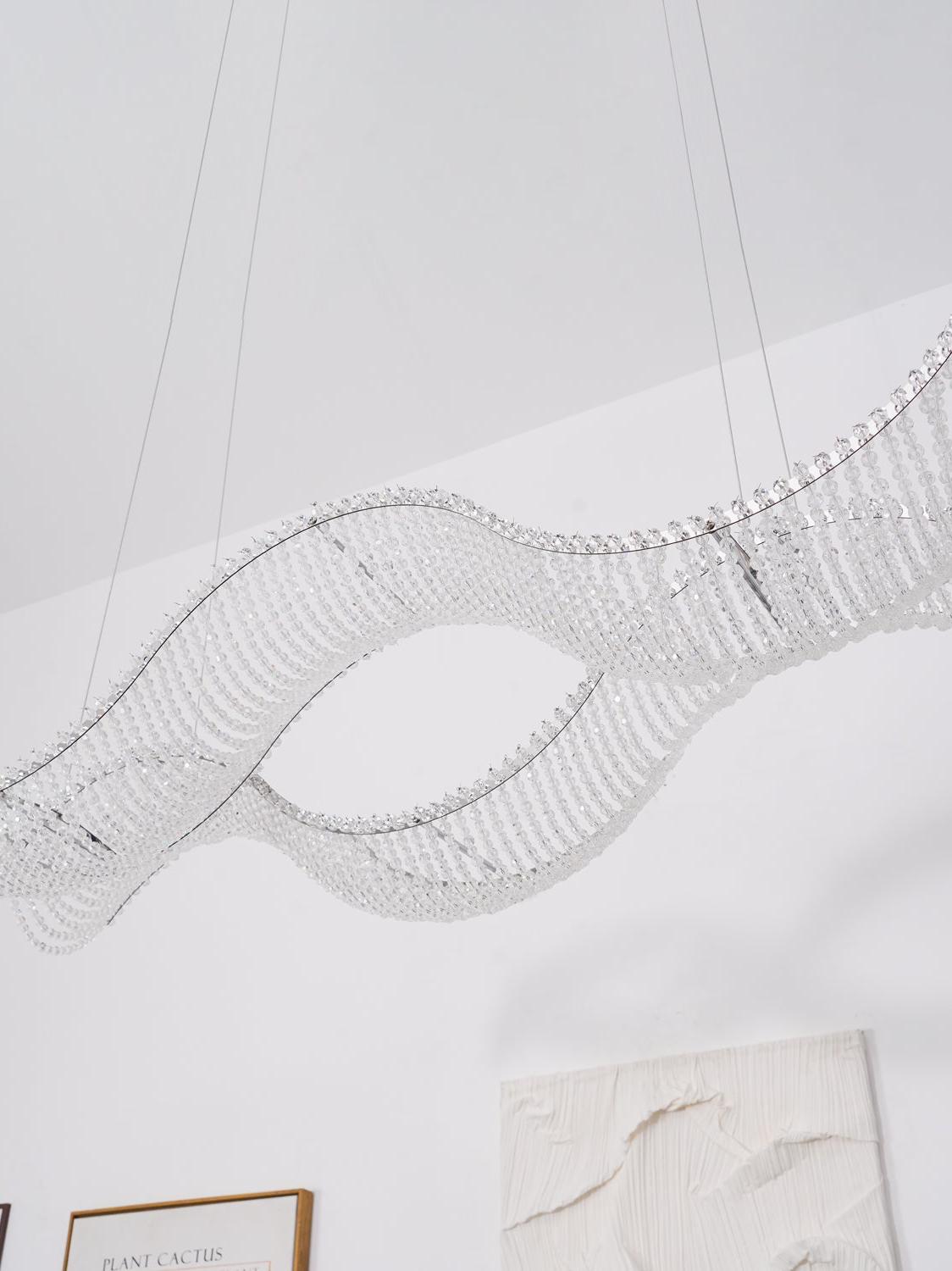 Modern Wavy Crystal Chandelier for Dining Room / kitchen Island