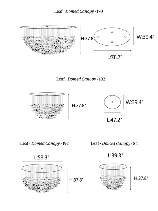 New Postmodern Round / oval 84 / 102 / 170 / 192 Leaves Art Design Chandelier