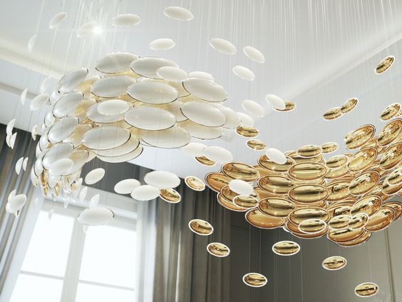 Modern Artistic Golden Dragon Egg Glass Pendant Ceiling Light for Dining Room
