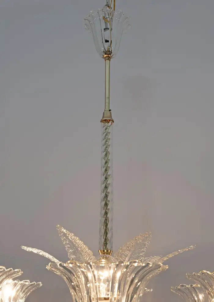 Vintage Italian 6-Arm Glass Chandelier for Low-Ceiling Bedroom / dining Room