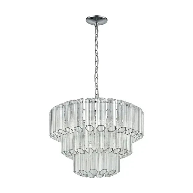 Modern Art Design 4 / 7-Light Smoky Gray / clear Layered Glass Chandelier