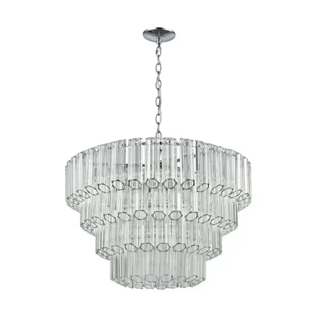 Modern Art Design 4 / 7-Light Smoky Gray / clear Layered Glass Chandelier