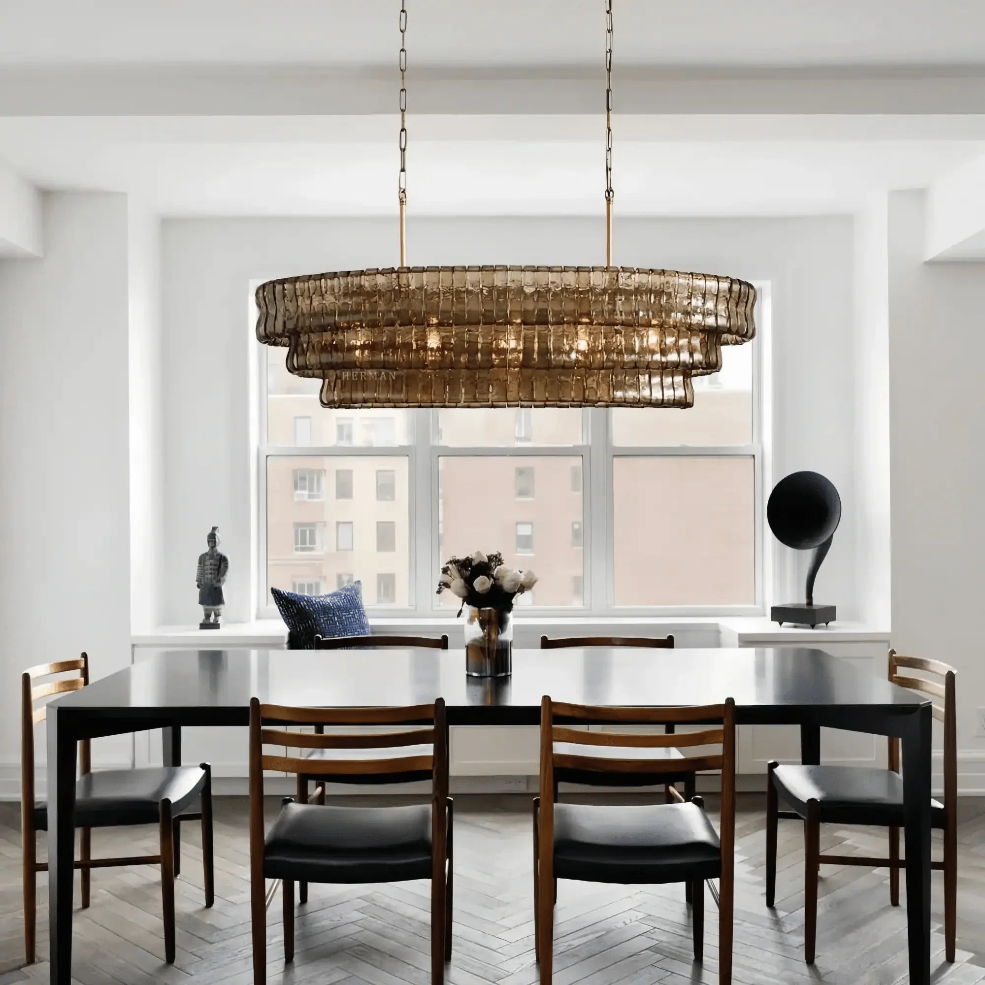 Ghiaccio Glass Oval Chandelier 54''65''