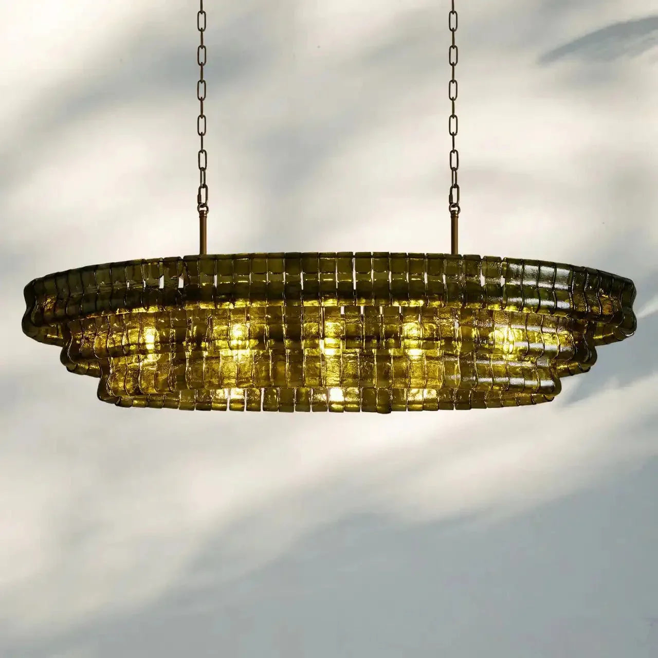 Ghiaccio Glass Oval Chandelier 54''65''