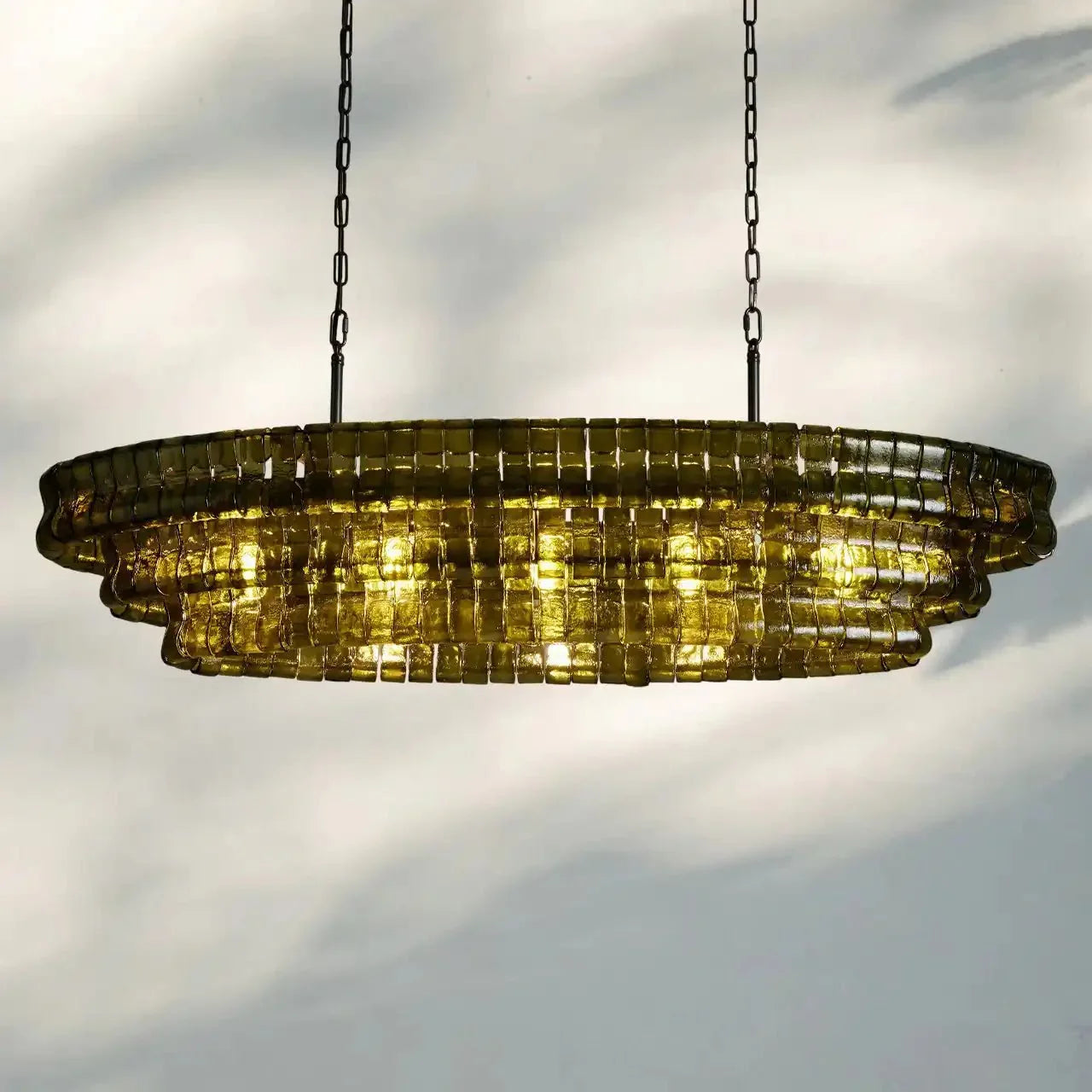Ghiaccio Glass Oval Chandelier 54''65''
