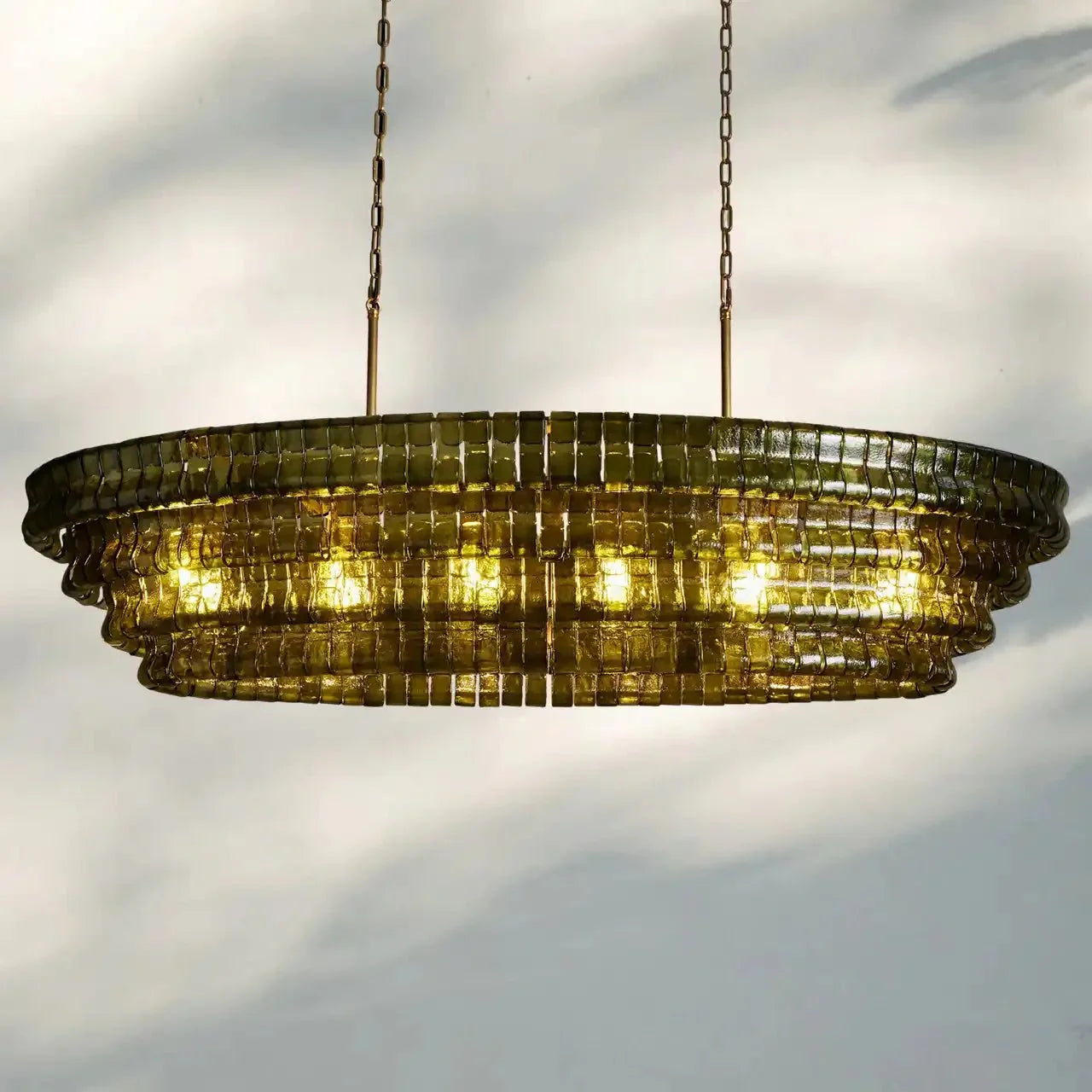 Ghiaccio Glass Oval Chandelier 54''65''