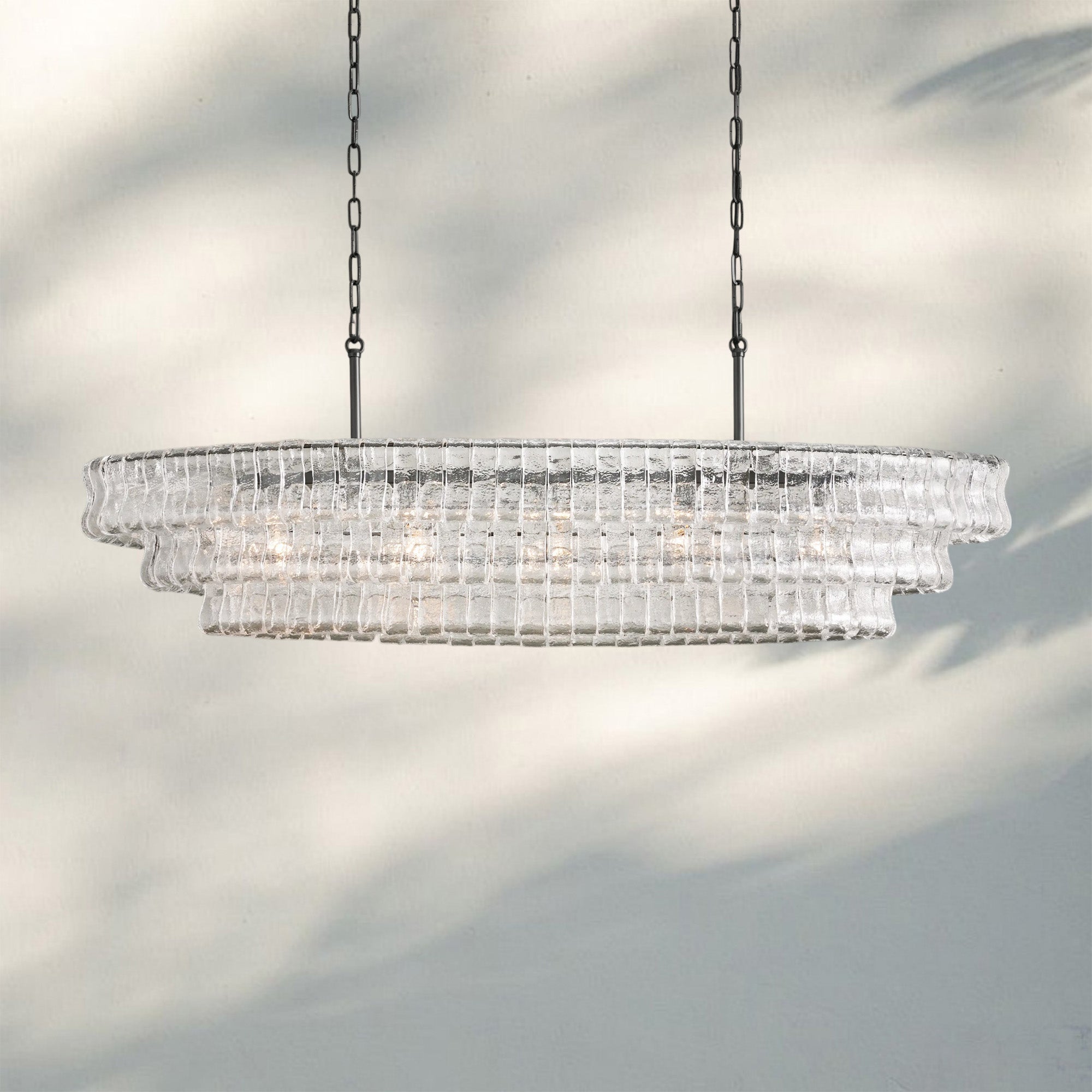 Ghiaccio Glass Oval Chandelier 54''65''