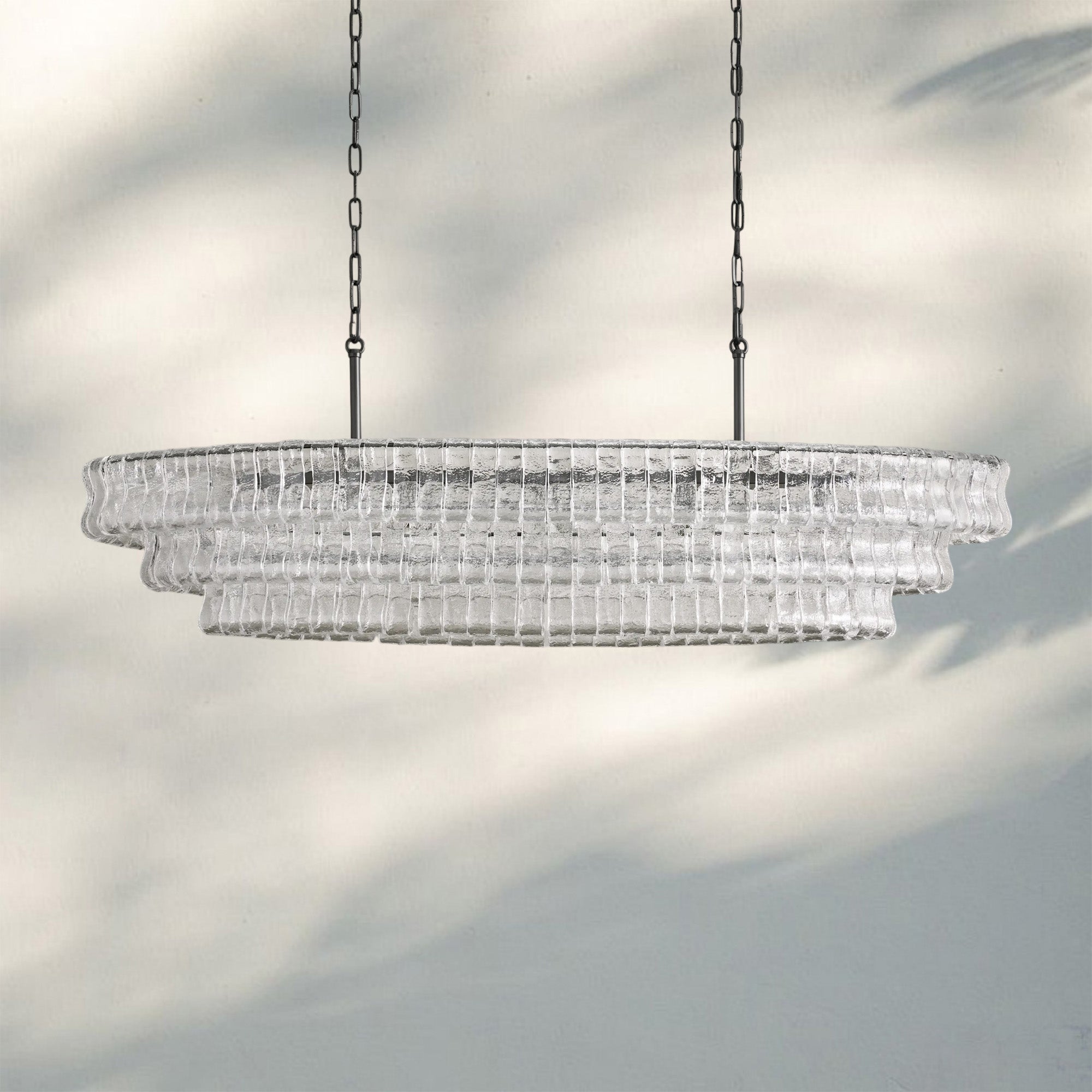 Ghiaccio Glass Oval Chandelier 54''65''