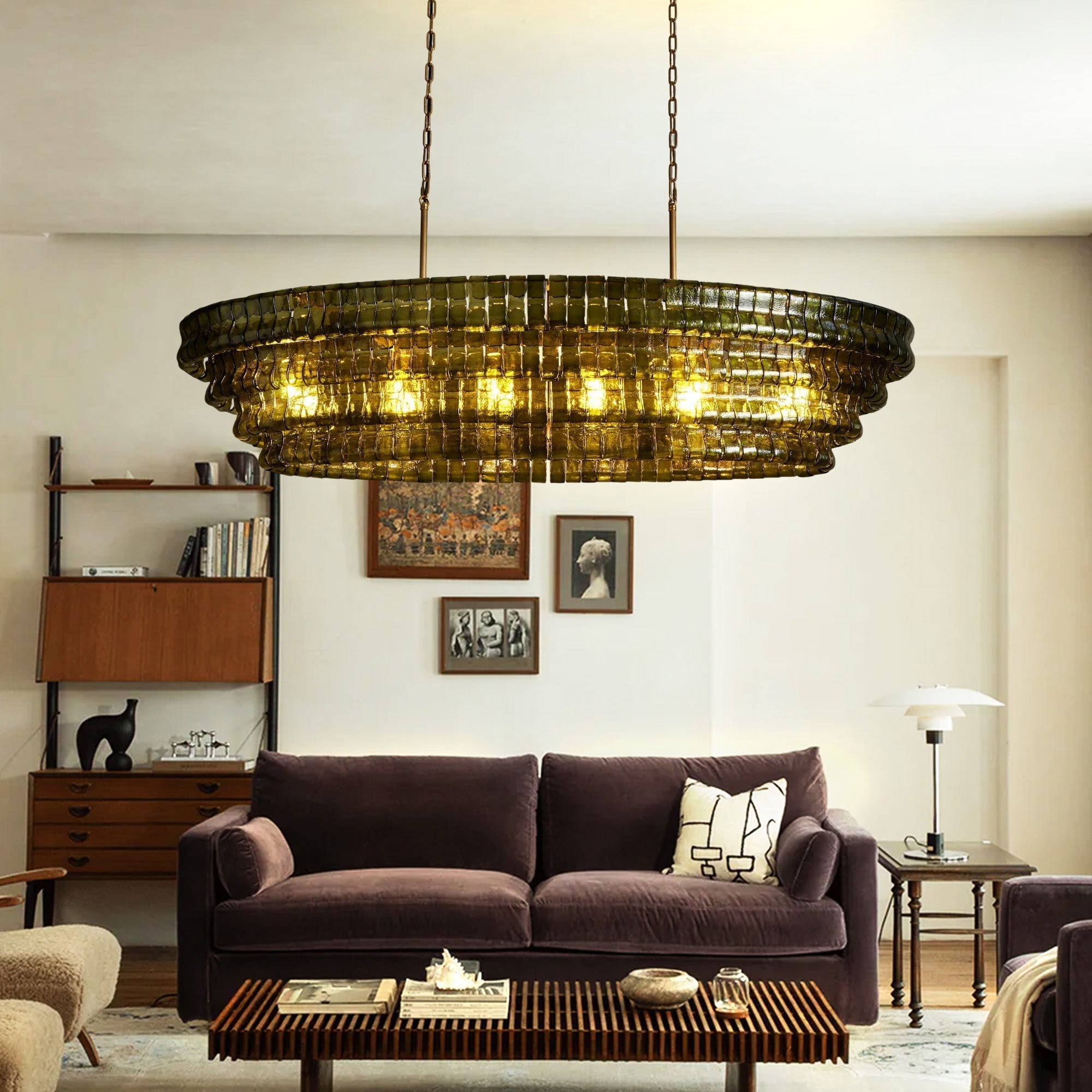 Ghiaccio Glass Oval Chandelier 54''65''