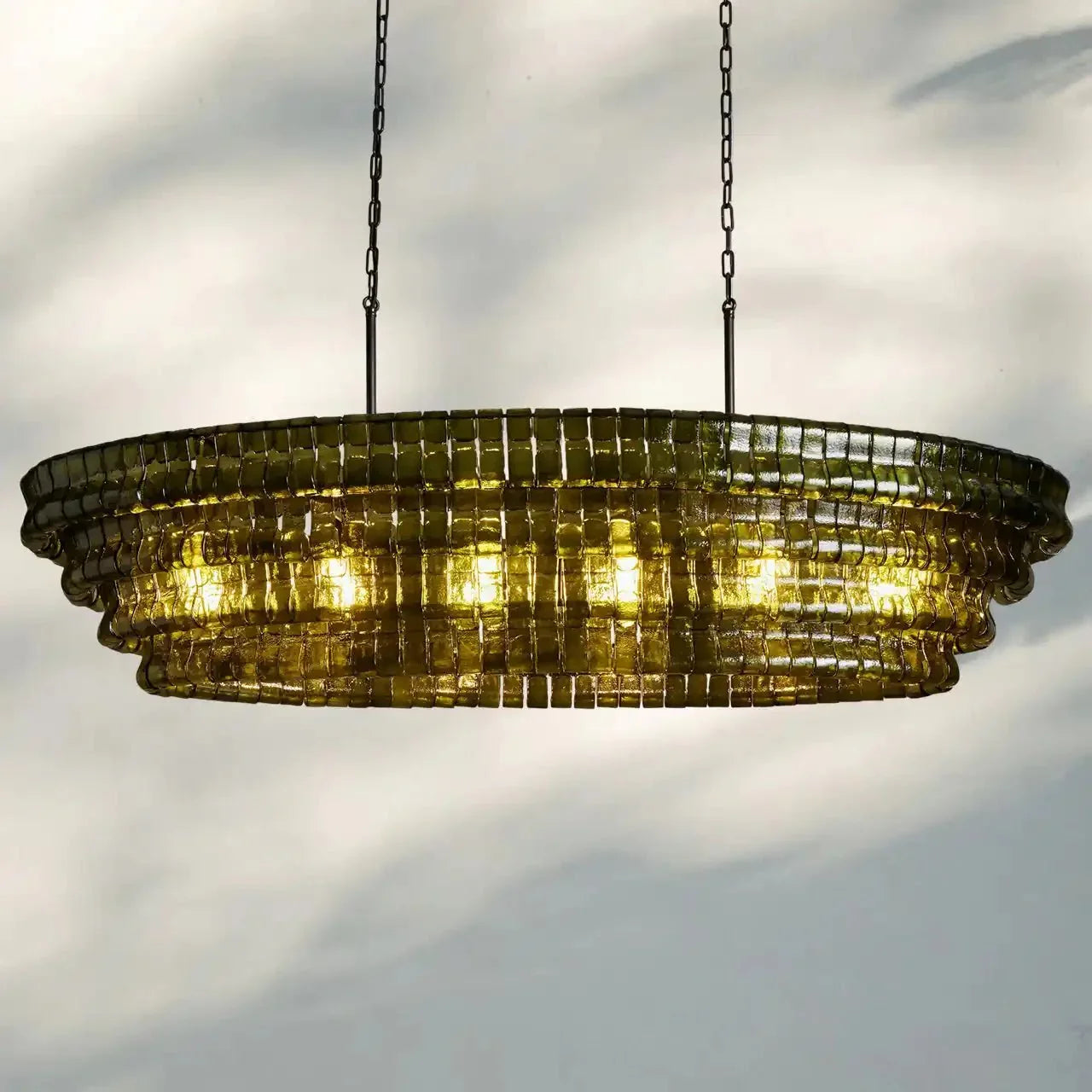 Ghiaccio Glass Oval Chandelier 54''65''