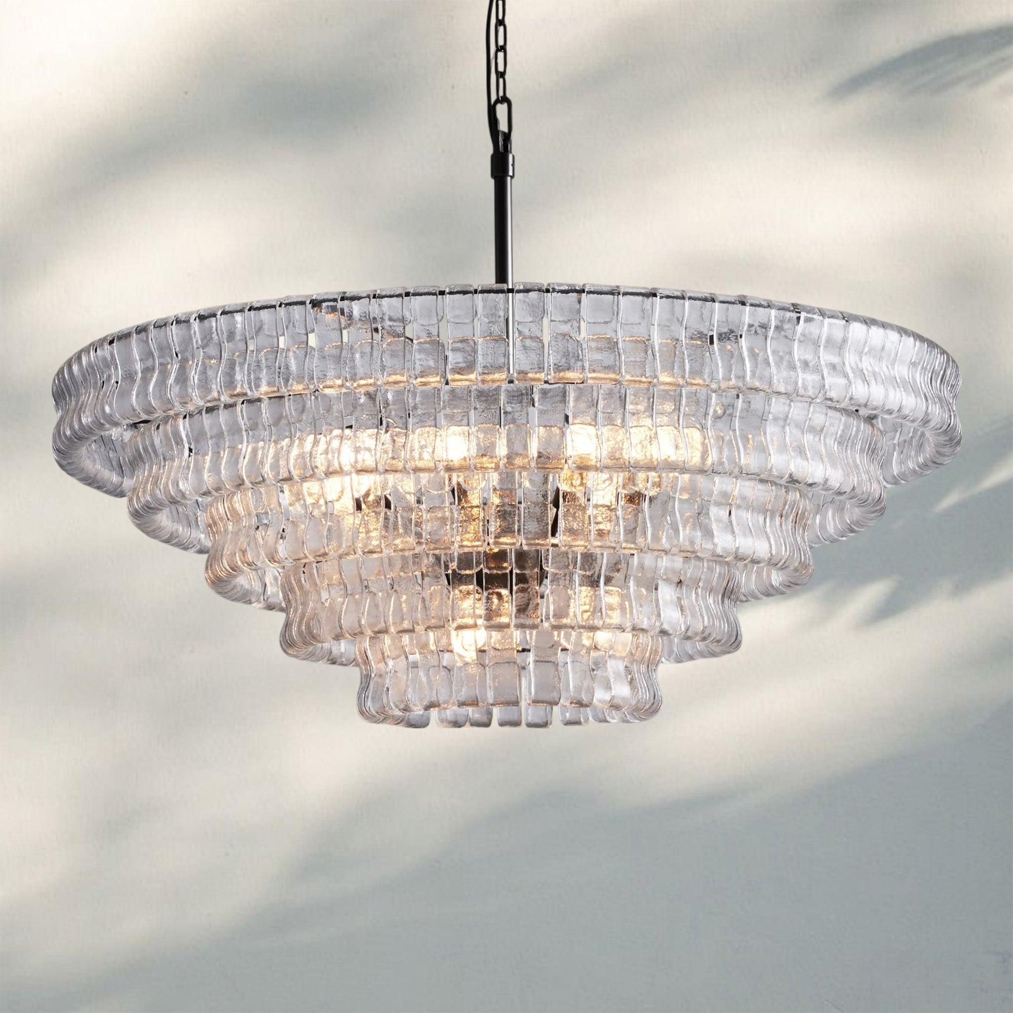 Ghiaccio Glass Round Chandelier 24" 36" 48" 60"