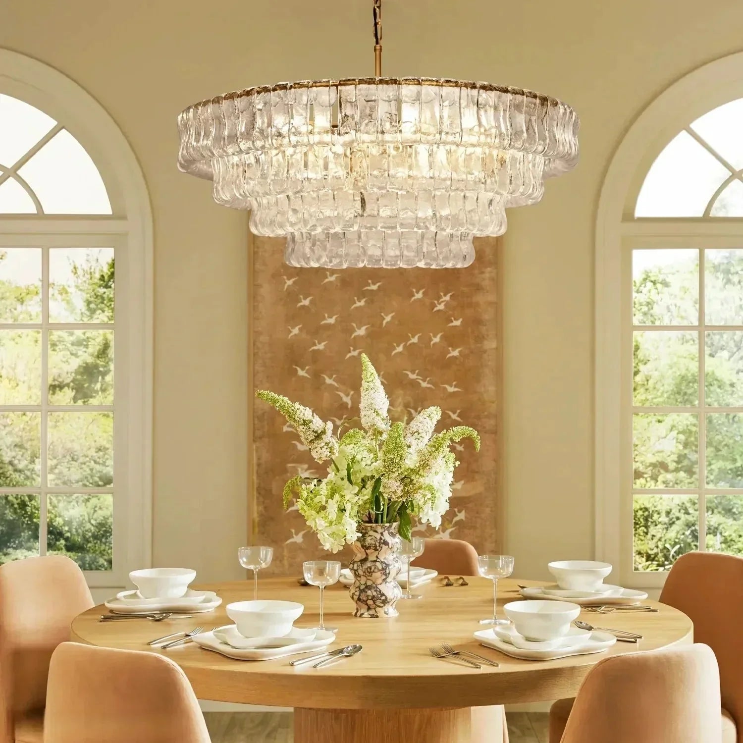 Ghiaccio Glass Round Chandelier 24" 36" 48" 60"