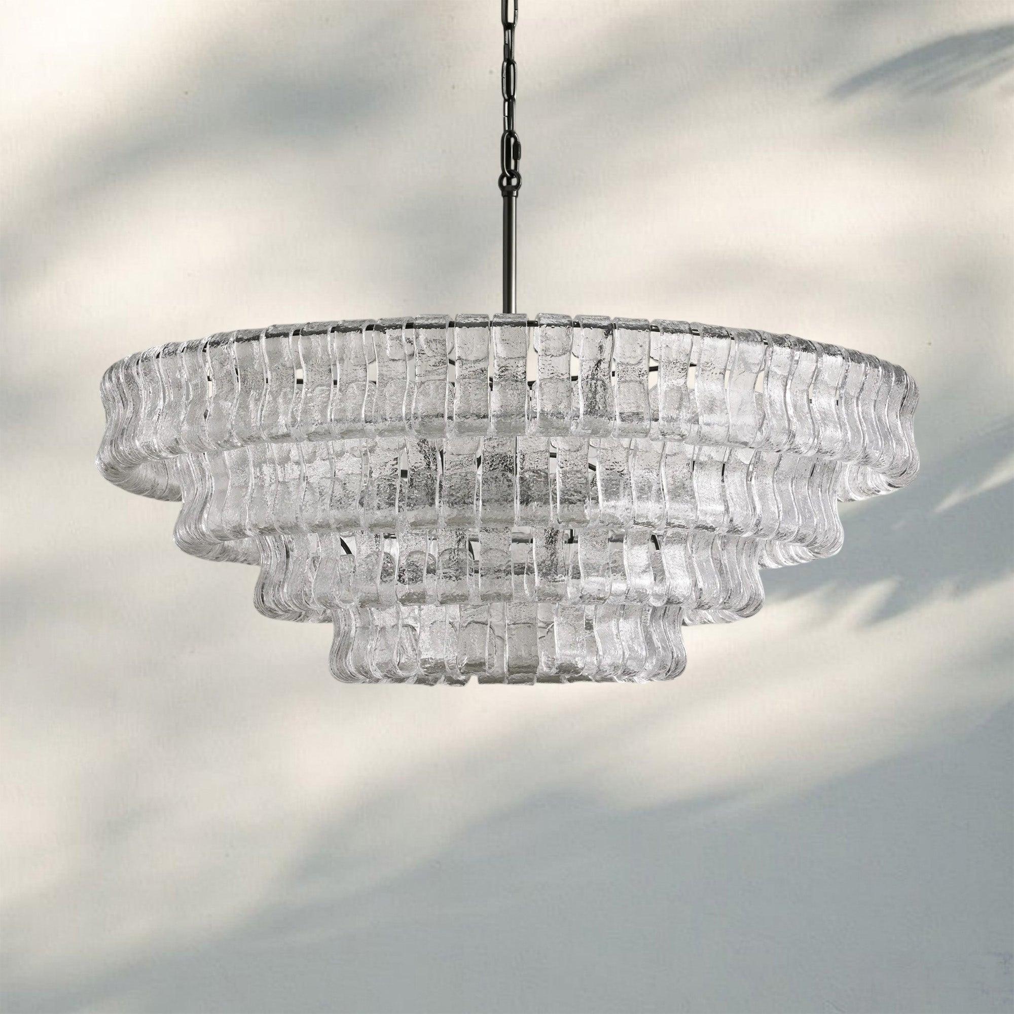 Ghiaccio Glass Round Chandelier 24" 36" 48" 60"