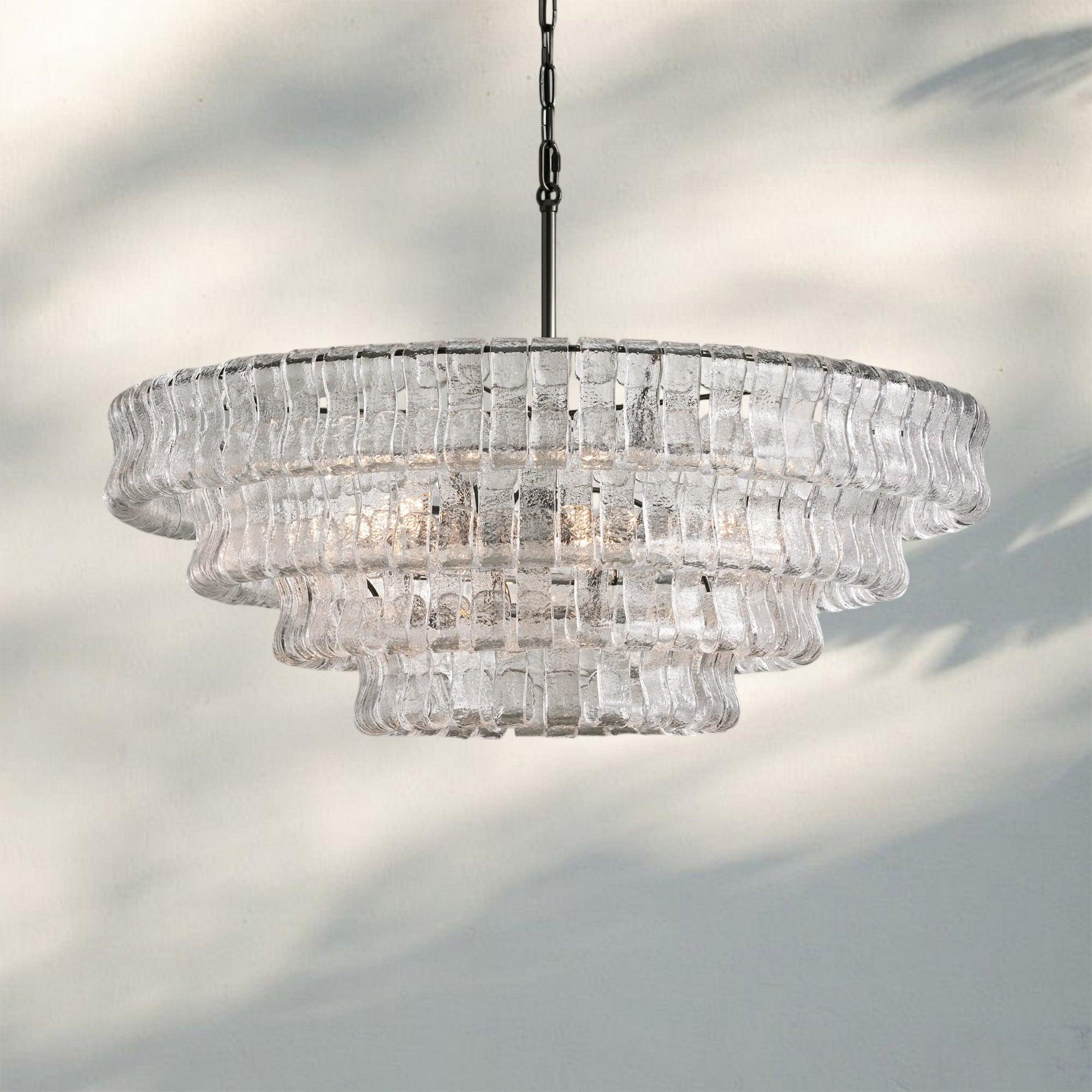 Ghiaccio Glass Round Chandelier 24" 36" 48" 60"