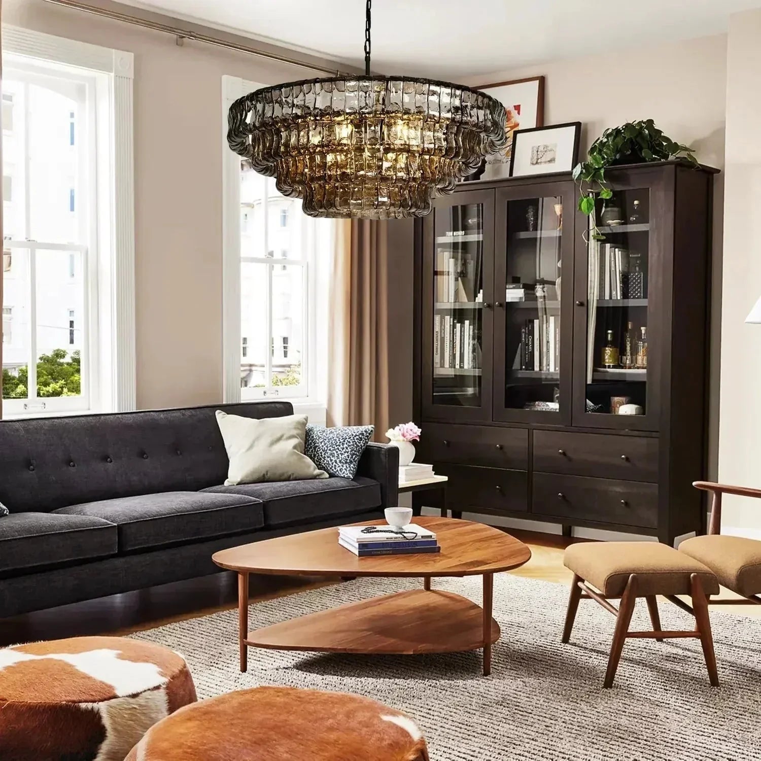 Ghiaccio Glass Round Chandelier 24" 36" 48" 60"