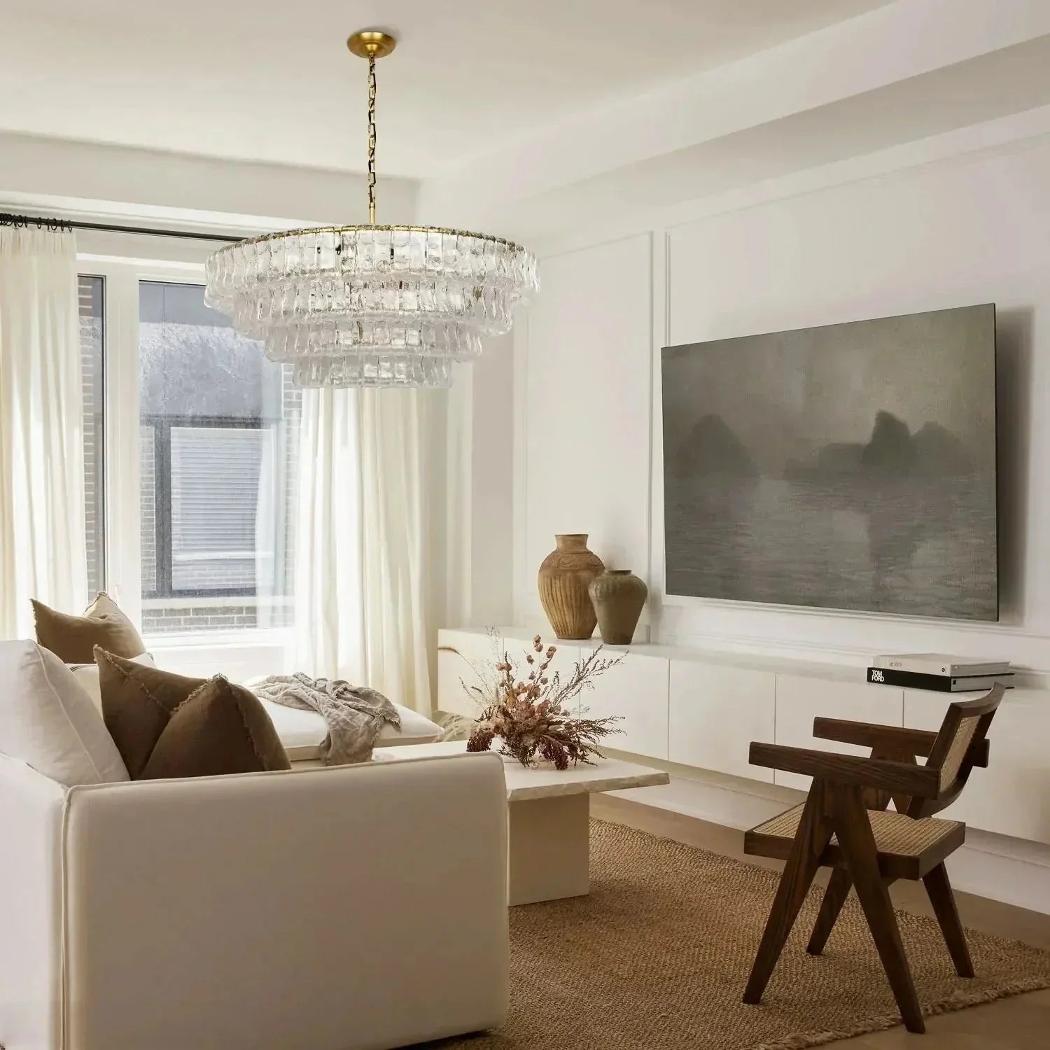 Ghiaccio Glass Round Chandelier 24" 36" 48" 60"