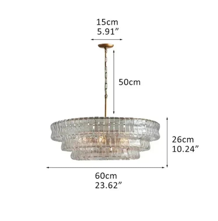 Ghiaccio Glass Round Chandelier 24" 36" 48" 60"