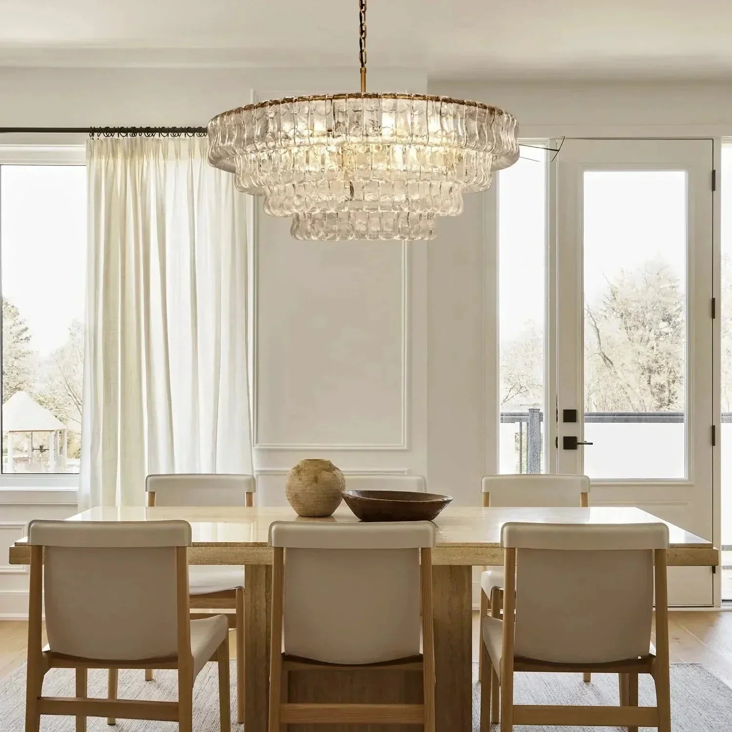 Ghiaccio Glass Round Chandelier 24" 36" 48" 60"