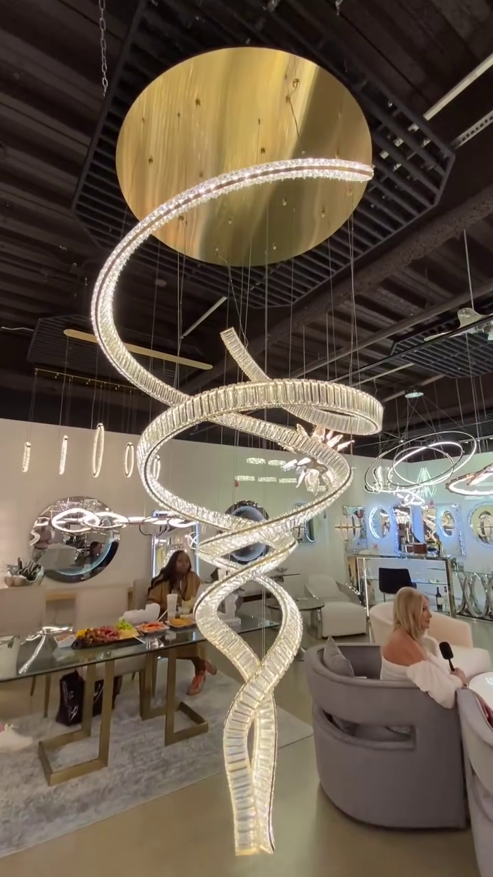 Designer Foyer Living Room Ceiling Light Stylish Spiral Crystal Chandelier for Hotel Entrance
