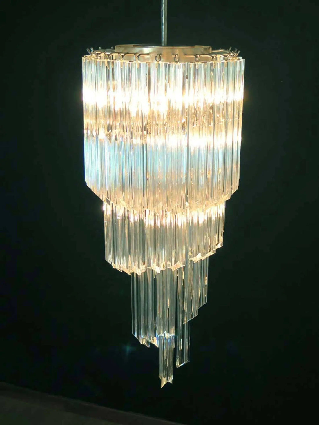 Murano Glass Chandelier – Spiral – 54 Prisms – Transparent
