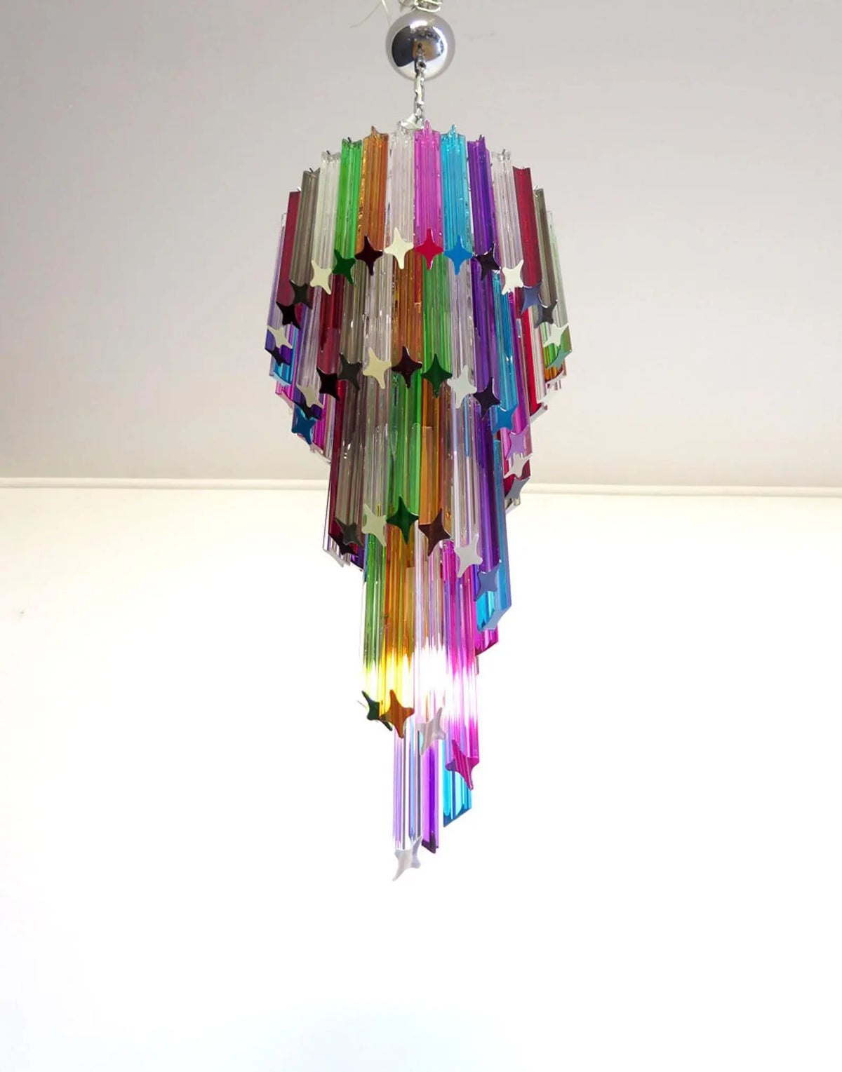 Murano Glass Chandelier – Spiral – 86 Prisms – Multi