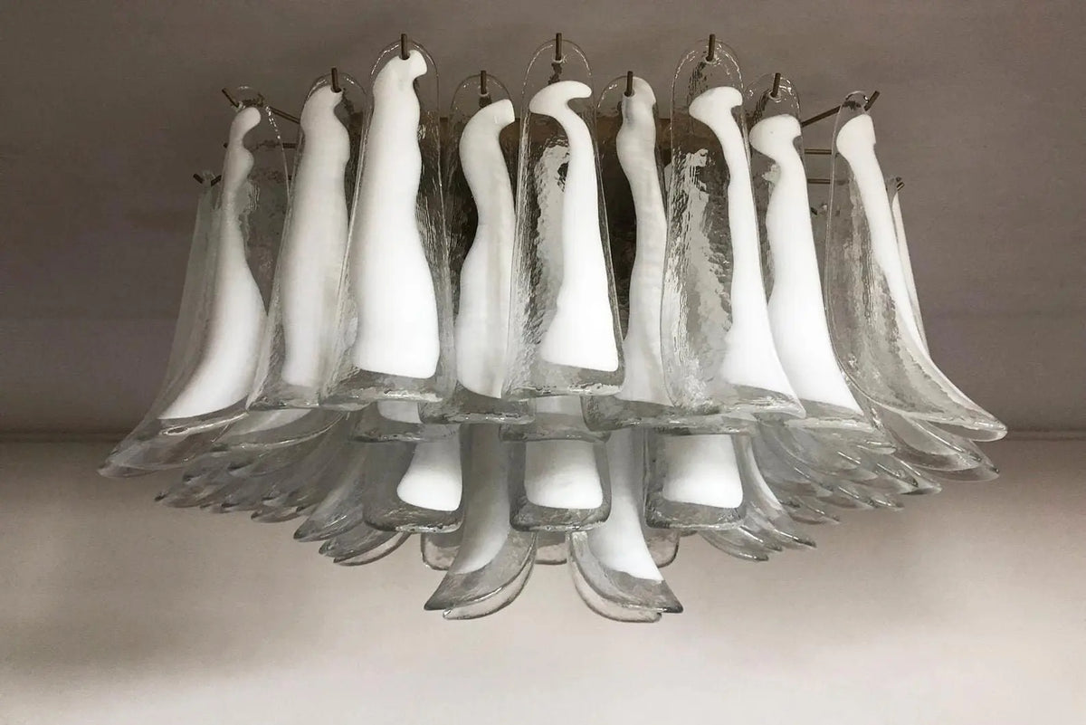 Murano Ceiling Lamp – 64 Petals – Transparent / white