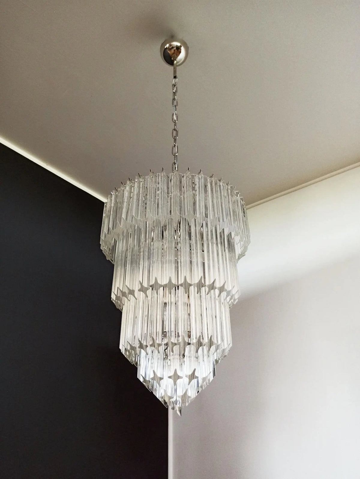 Murano Glass Chandelier – 112 Prisms – Transparent