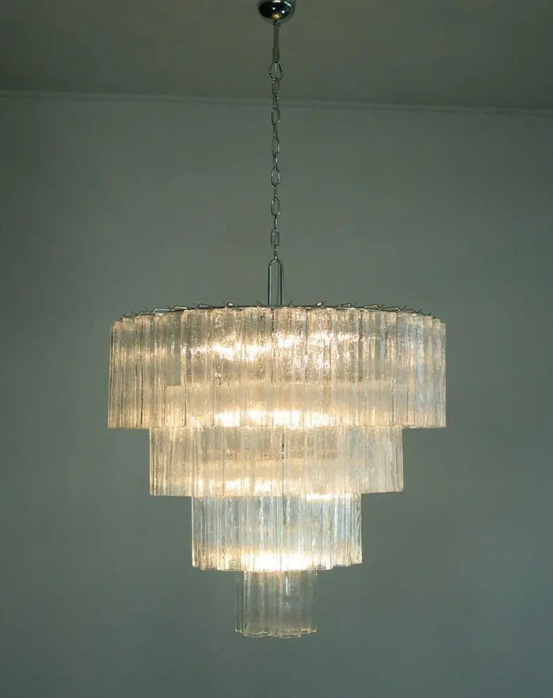 Murano Glass Chandelier – 78 Tubes – Transparent