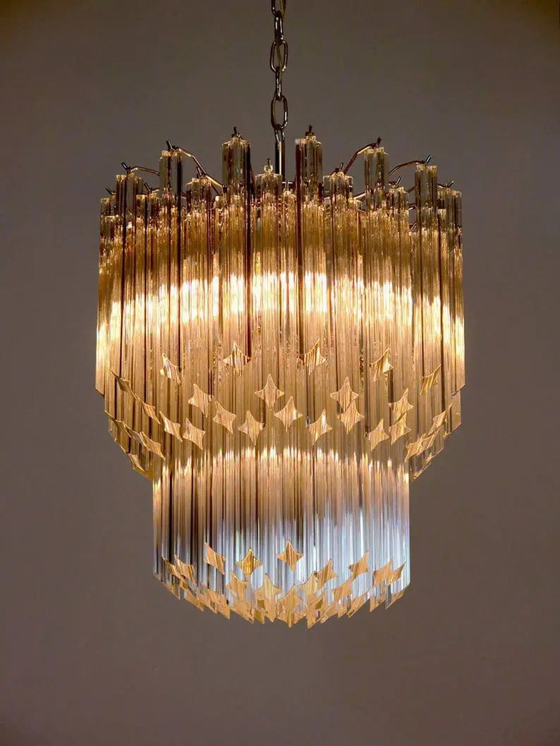 Murano Glass Chandelier – 107 Prisms – Transparent