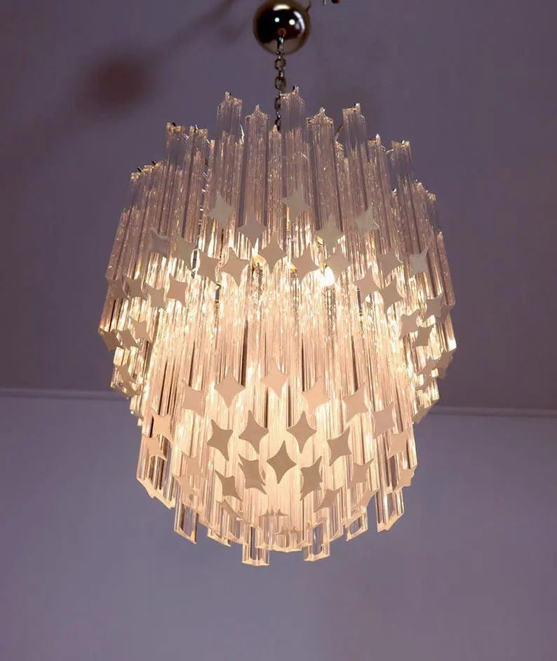 Murano Glass Chandelier – 107 Prisms – Transparent