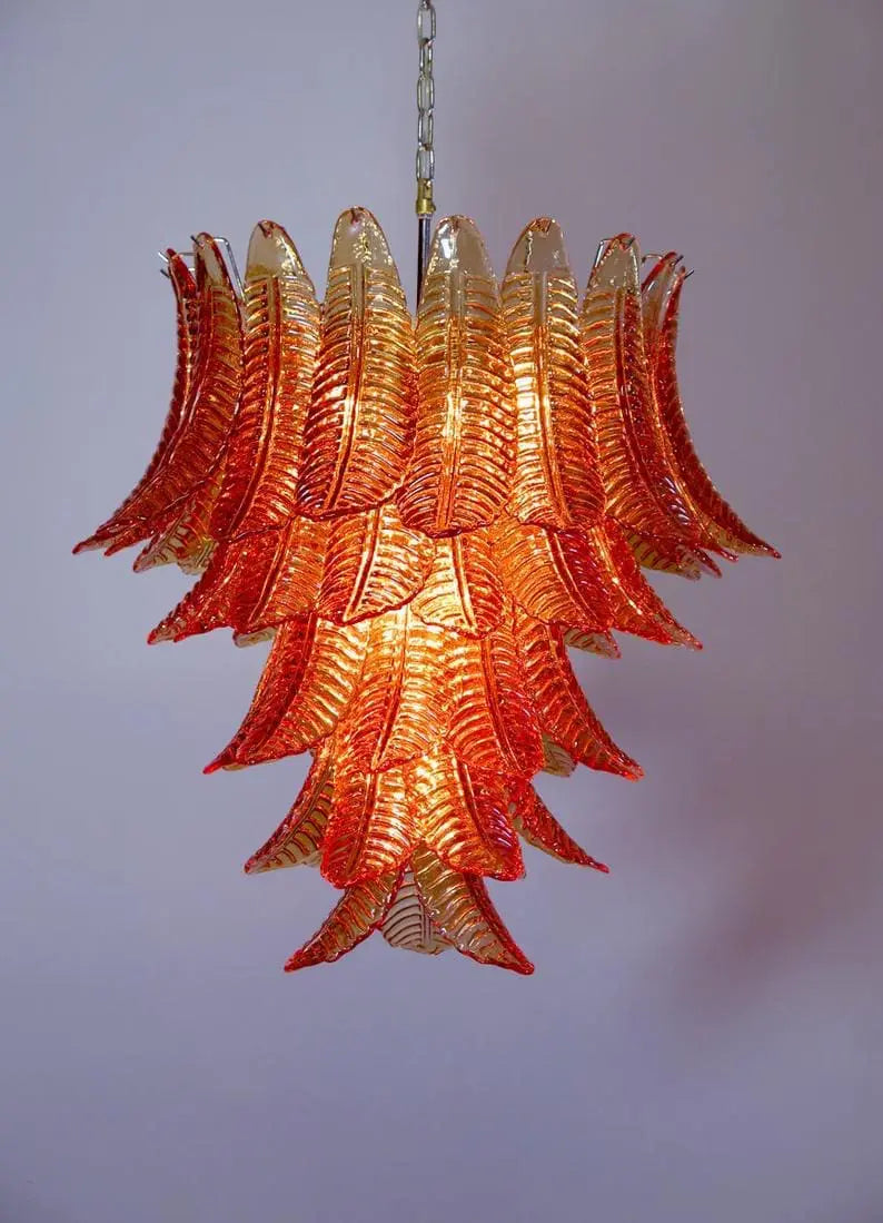 Murano Chandelier – 52 Glass Leaves – Amber