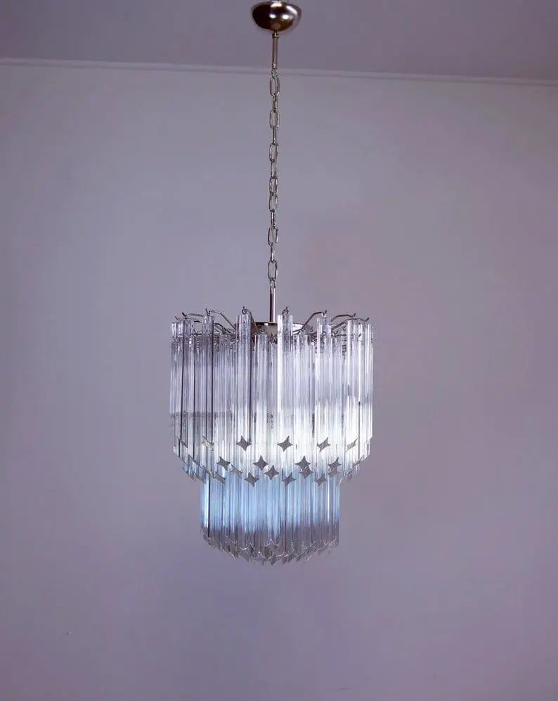 Murano Glass Chandelier – 107 Prisms – Transparent