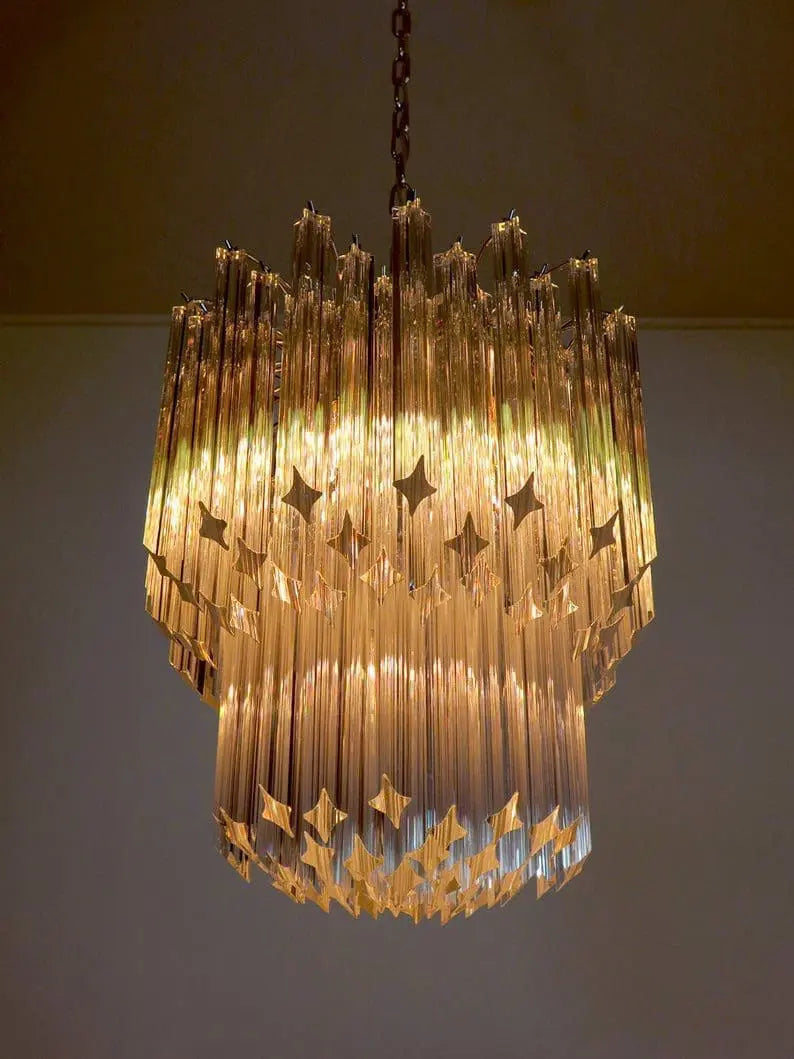 Murano Glass Chandelier – 107 Prisms – Transparent