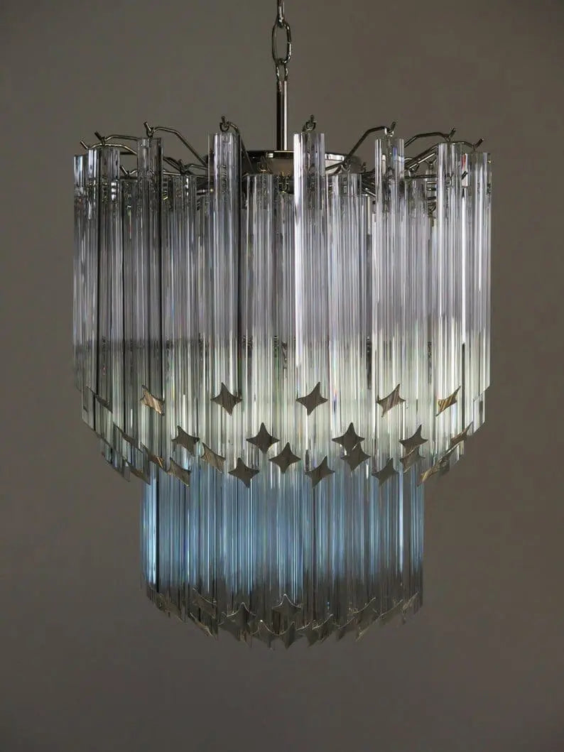 Murano Glass Chandelier – 107 Prisms – Transparent