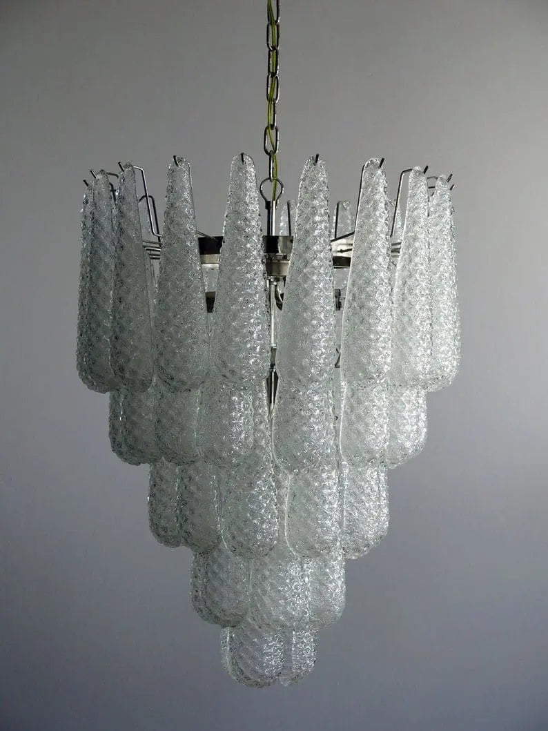 Murano Chandelier – Drop – 52 Glasses – Transparent