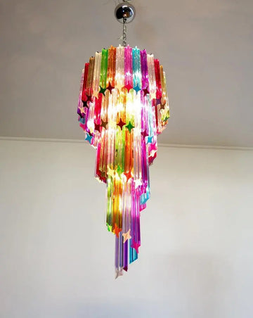 Murano Glass Chandelier – Spiral – 86 Prisms – Multi