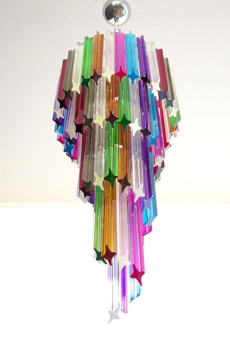 Murano Glass Chandelier – Spiral – 86 Prisms – Multi
