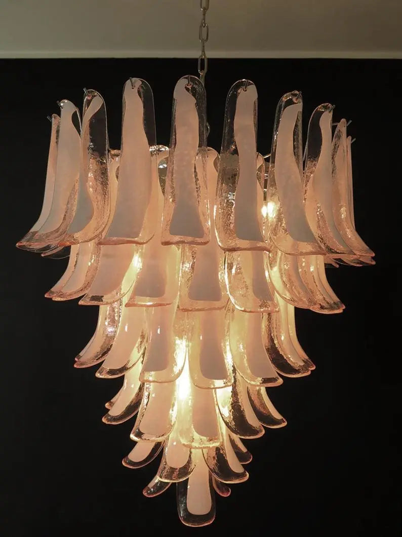 Murano Glass Chandelier – 75 Petals – Pink