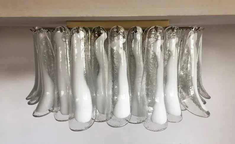 Murano Ceiling Lamp – 64 Petals – Transparent / white