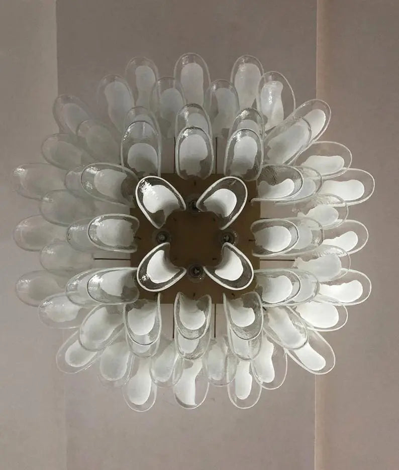 Murano Ceiling Lamp – 64 Petals – Transparent / white