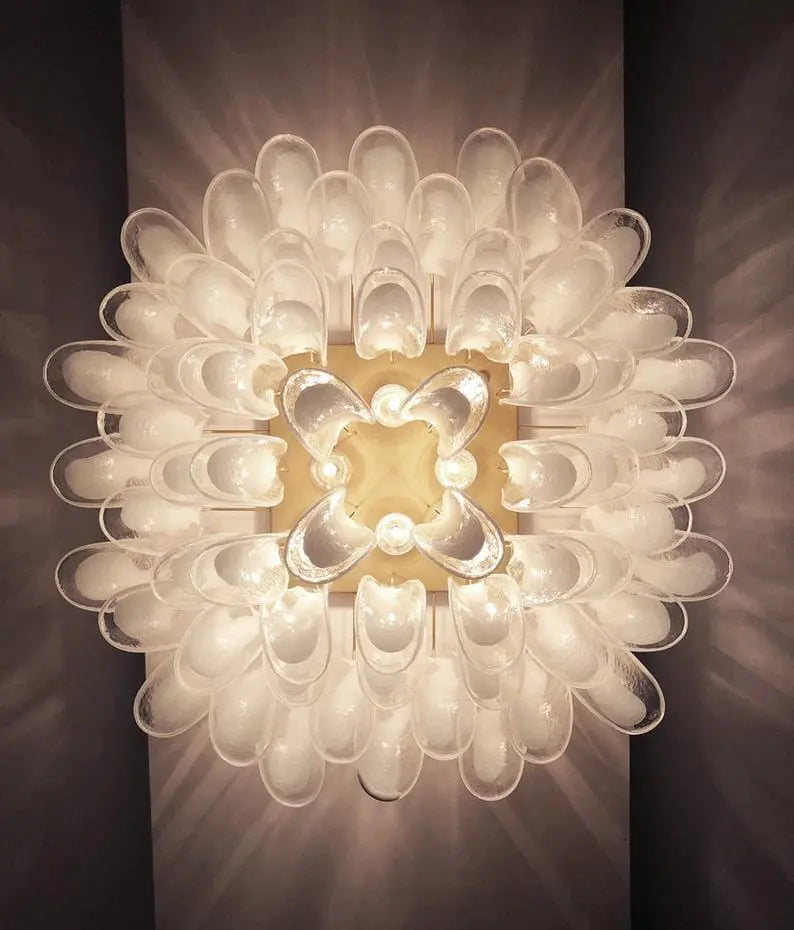 Murano Ceiling Lamp – 64 Petals – Transparent / white