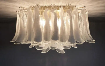 Murano Ceiling Lamp – 64 Petals – Transparent / white