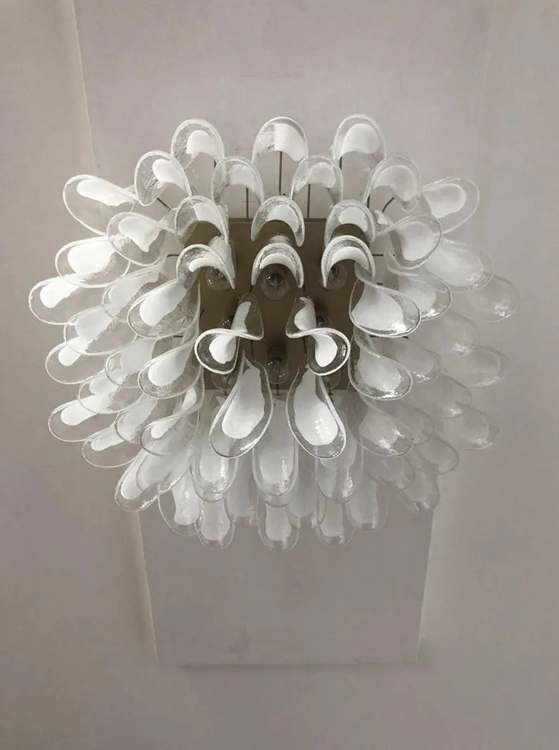 Murano Ceiling Lamp – 64 Petals – Transparent / white