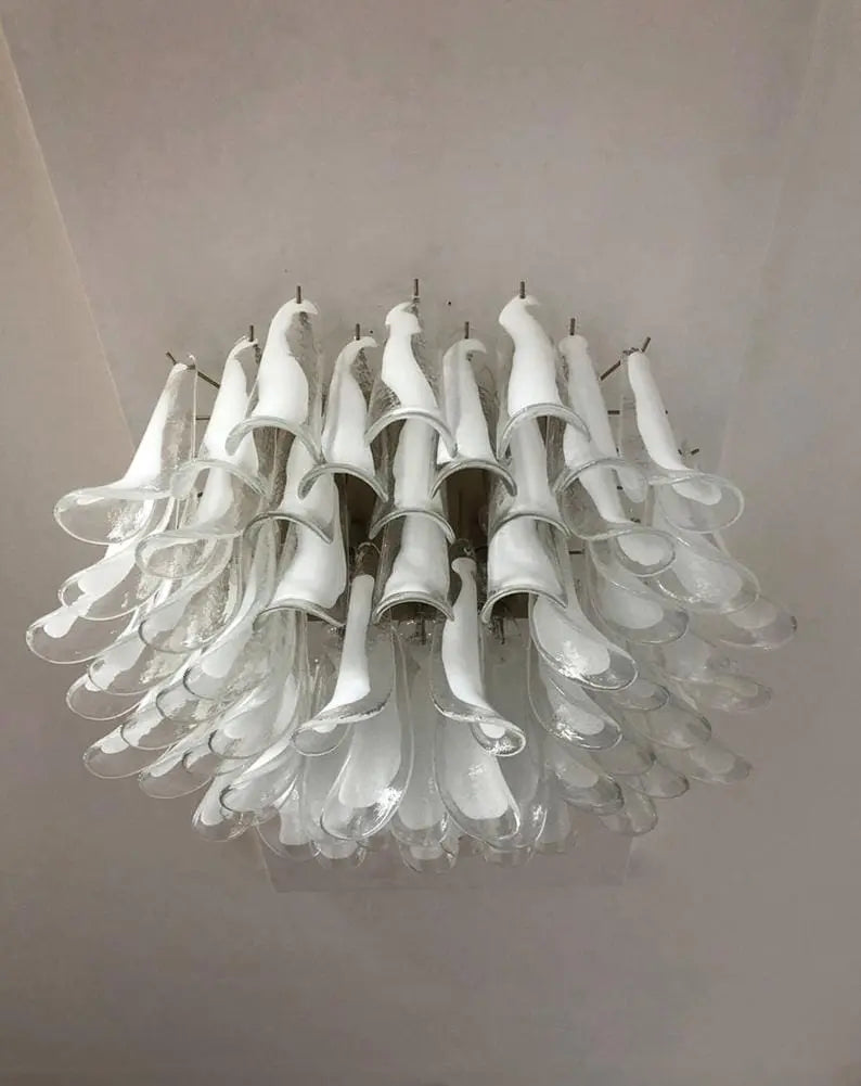 Murano Ceiling Lamp – 64 Petals – Transparent / white