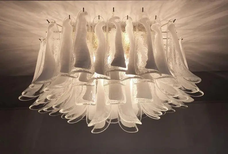 Murano Ceiling Lamp – 64 Petals – Transparent / white