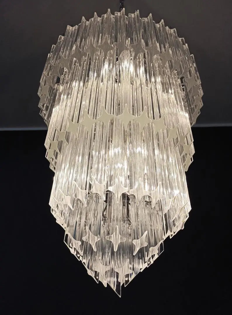 Murano Glass Chandelier – 112 Prisms – Transparent