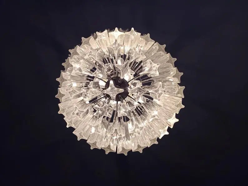 Murano Glass Chandelier – 112 Prisms – Transparent